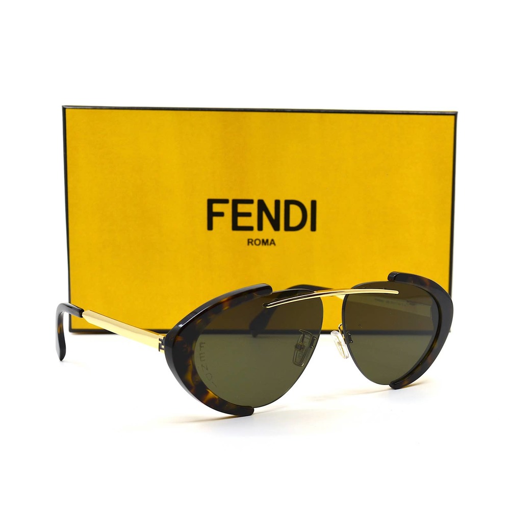 NEW FENDI FE40042U 52N DARK HAVANA/GOLD GREEN AUTHENTIC SUNGLASSES - Picture 7 of 14